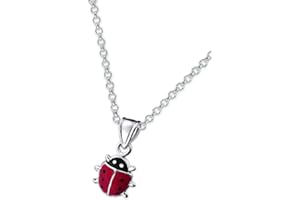 Laimons Kids Colgante con collar para niña Mariquita Negro, Rojo Plata de ley 925