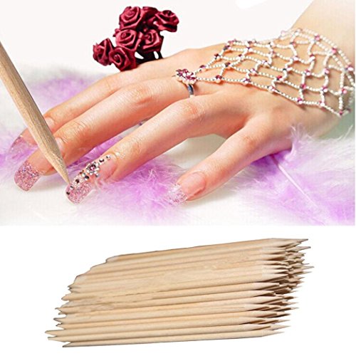 Oyedens 100Pcs Nail Art Orange Wood Stick Cuticle Pusher Remover Pedicure Manicure Care Tool 8cm (100PCS)