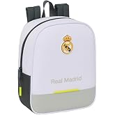 Real Madrid Travel Backpack Large Capacity and Padded Backrest Official Licensed Resistant Children, Youth and Adults