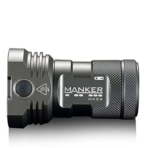 Manker MK34 Led Taschenlampe 12 Nichia 219B oder 12 Cree XP-G3 Emitter Lauf von 3 18650 Batterien Max. Ausgabe 8000 Lumen Max. Strahlentfernung 280m (Nichia 219C Version + 18650 battery*3pcs) - 8