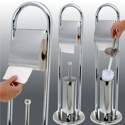 Bürstengarnitur Ø22x80cm Standgarnitur Chrom Toilettengarnitur