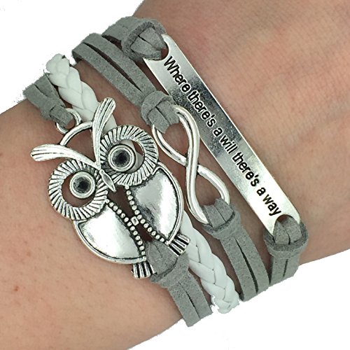 Infinity Owl Friendship Leather Charm Bracelet Gift including gift box Boolavard® TM