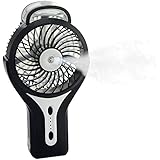Welltop Mini Handheld USB Misting Fan Spray Fan with Personal Cooling Mist Humidifier Rechargeable Battery Portable Misting Cooling Fan for Home Office and Travel, Black (Black)