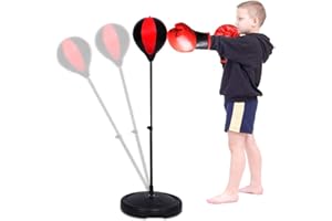 Lot de balles de frappe Sac de boxe debout pour enfants Ballon de frappe, punching ball enfant, sac de boxe enfant boxe de balles de boxe Set d'entraînement de boxe avec gants de boxe et support