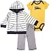 Hudson Baby Hoodie, Bodysuit and Bottoms Set (6-9 Months, Grey & Yellow Car)