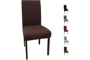 YUNSHANGHE 4 Pack Chair Seat Covers, Removable Washable Dining Chair Covers, Elastic Stretch Modern Chair Protective Cover, for Dining Room, Restaurant, Wedding, Hotel, Ceremony, Banquet (Brown)