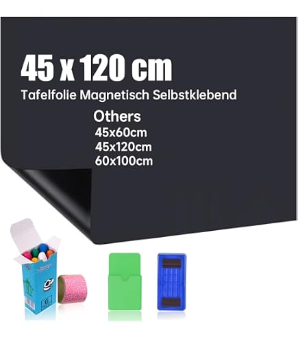 Papier Tableau Noir Magnétique Auto-Adhésif 40x60cm - Film Effaçable Avec Accessoires