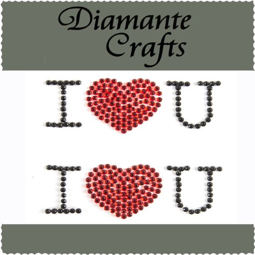 2 Red Black I love U Diamante Vajazzle Rhinestone Gems - created exclusively for Diamante Crafts