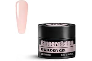Sincero Salon - Gel Costruttore per Unghie Alta Densita - Milky Rose - Senza TPO - Autolivellante - Non Acido Builder Gel Ricostruzione Unghie Professionale - UV LED - 15ml