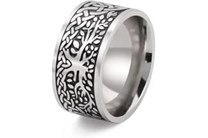 TEAMER árbol de la vida Anillo vintage de acero inoxidable, amuleto vikingo, nudo celta, joyería para hombre