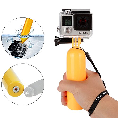 Luxebell Palo Flotante de Buceo, Flotador Monopod Manija de Mano con Tornillos y Correa de la Muñeca, Compatible con Camara Gopro Hero4, Hero3+, Hero3, Hero2, Hero, SJ4000 SJ5000, Amarillo Brillante