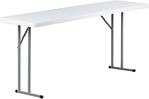Hartleys 6ft White 46cm Narrow Rectangular Table With Fold Away Legs