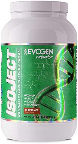 Evogen Naturals ISOJECT Naturally Flavoured Whey Isolate PROTEIN POWDER SHAKE | Flavours: Vanilla Bean (840g) - Chocolate (868g) - 28 servings | Maximum Purity, Recovery, Absorbtion | Pro-maker HANY RAMBOD FST-7 (Chocolate 868g)