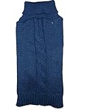 Hunde Pullover Knit Sweater mit Roll Kragen Zopf Muster Blau oder Pink (Large, Dunkelblau)