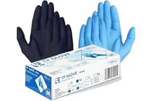 Gedikum 100x Nitrilhandschuhe Box Einweghandschuhe, Einmalhandschuhe, Untersuchungshandschuhe, puderfrei, ohne Latex, unsteril, latexfrei, disposible gloves Blau/Schwarz Gr. S-XL (Schwarz, L)