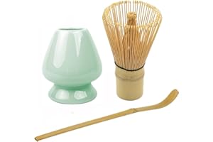 ANCLLO 3-częściowy japoński zestaw do herbaty matcha, bambusowa trzepaczka/ceramiczny stojak na matchę, bambusowa łyżka do tradycyjnej japońskiej ceremonii parzenia herbaty #2