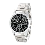 uhren für männer, männliche analog elektronischen uhr legierung runde fall armbanduhr(schwarz)
