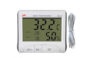 GELLVANN Digital Alarm Thermometer Digital Aquarium Thermometer LCD Hygrometer with Room Thermometer Reptila Tank/Egg Incubator Thermometer Indoor Thermometer Hygrometer with Stander