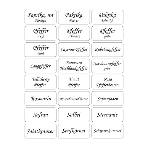 144 Gewürzetiketten 33x15mm – transparent – UV beständig – Hohe Klebekraft (100 bedruckt / 44 blanko) - 5