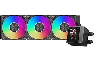 PCCOOLER Dissipatore Liquido per CPU CPS, Raffreddamento Liquido AIO da 360mm, Pompa ad Alte Prestazioni, Display IPS da 2,4” con Ventole Silenziose F5 R120mm (DC360 Pro ARGB Display BK)