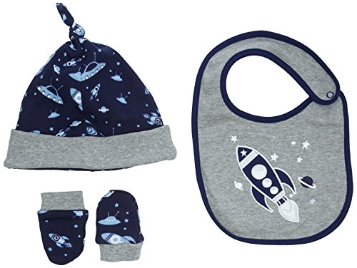 Rockin' Baby Baby-Boys Space Bib Set Neckerchief, Blue (Grey), One Size