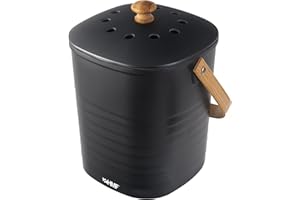 HMF Poubelle Bio Durable de Cuisine, Seau à Compost inodore avec Couvercle | 3 L | Noir