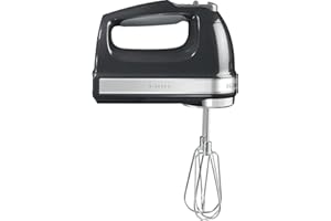 KitchenAid Batteur électrique 9 vitesses - Soft Start et écran LED - Mixeur cuisine avec fouets, fouet ballon, crochets pétrisseurs et pied mixeur - Moteur silencieux - 85 W - Noir