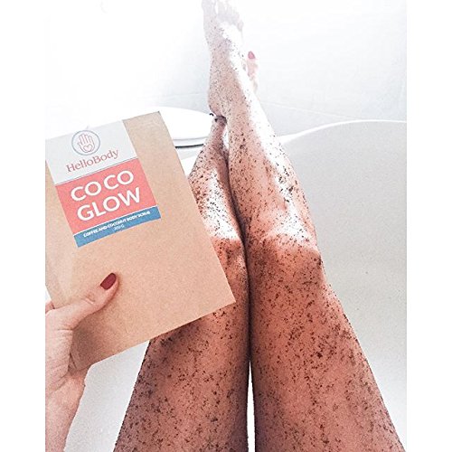Kaffee Peeling Body Scrub | Coco Glow | HelloBody Körperpeeling | für Gesicht & Körper | Männer & Frauen | mit Hautpflegeöl | hilft gegen Hautprobleme, Cellulite, Akne & Schwangerschaftsstreifen | 200g - 5