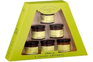 Hampton Preserves Finest Selection Chutneys & Pickles Gift Set Mini 35g Jars, includes Potting Shed Pickle, Gardener's Choice Chutney, Tomato, Onion, Bramley Apple, Caramelised Onion