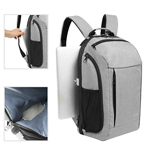 SLOTRA Business Rucksack 25L Flugzugelassen Kabine Grau USB-Ladeanschluss Handgep  ckst  ck Diebstahlschutz Kamere Ordnung Laptopfach Backpack 15 6 Zo