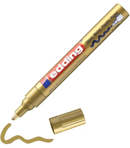 Edding 1200 Metallic Felt Tip High Quality Colouring Pens, Pack 2, Gold & Silver