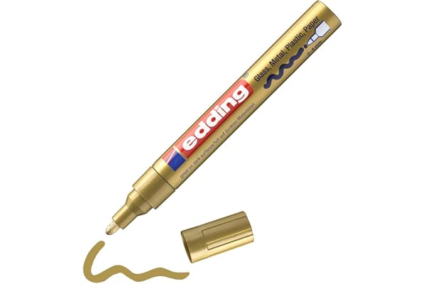 Edding 750 Marqueur peinture brillante - or - 1 feutre peinture brillante - pointe ronde 2-4mm - pour dessin, coloriage, scrapbooking - étanche, très opaque