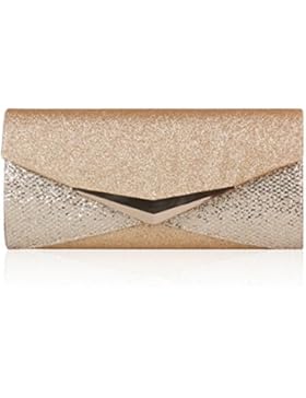 Damara® Damen Lang Paillette Abendtasche Mit Metall Dekoration