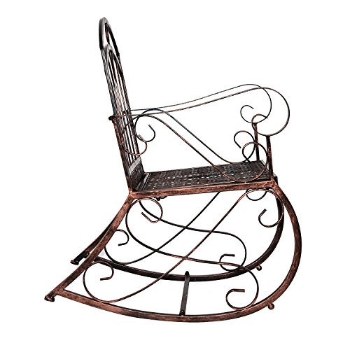 Outsunny® Schaukelstuhl Schaukelsessel Schwingsessel Gartenstuhl Relaxstuhl Sessel Metall - 4