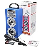 Entrada AUX IN para minijack de 3.5mm, cable incluido; Doble entrada de micrófonos (uno incluido en la caja), para usar a modo de Karaoke