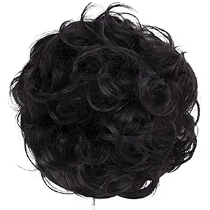 Dark chocolate brown G2E_3 : PRETTYSHOP Hairpiece Hair Rubber Scrunchie Scrunchy Updos VOLUMINOUS Curly Messy Bun Dark chocolate brown G2E_3