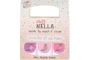 ‎MISS NELLA Miss Nella SÜSSES KLEINES PACK: Nagellackpack mit 3 Abziehbare, geruchsneutrale, wasserbasierte und sichere für Kinder- Cheeky Bunny, Pink A Boo & Little Poppet