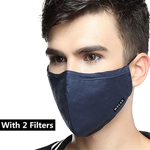 N95 Mask,XinGe Anti Pollution Mask Anti Dust Military Mask Grade N99 Mask Adjustable Washable Cotton Mouth Masks Replaceable Filter(1 Mouth Mask + 2 Filters) (Men-Navy)
