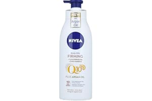 NIVEA Q10 Aceite de Argán Body Milk Reafirmante + Hidratante (400 ml), loción corporal vitamina C, crema hidratante corporal reafirmante, mejora la elasticidad en 10 días