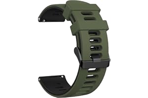 Mugust Silicone Rubber Watch Bands, Quick Release Sport Watch Replacement Straps, Universal Smart Watchband with Black Stainless Steel Buckle for Men Women (22mm, Green-Black)