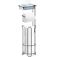 Howdah Porte Papier Toilette sur Pied Amovible Debout Noir Distributeur de 3 Rouleaux avec Support pour Lingettes Humides Dis