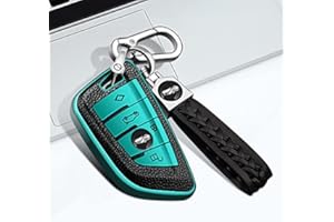 shengjue for BMW Key Fob Cover, Soft TPU Surface Leather Protection Car Remote Control Key Case for BMW Blade Shaped Car Key. (Green)