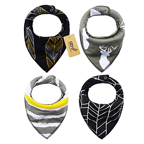 iZiv 4 PACK Baby Bandana Drool Bibs with Adjustable Snaps, Waterproof TPU Lining 0-2 Years (Color-5)