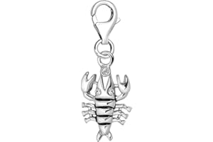 Quiges 925 Sterling Silver Sea Horse Clip On Lobster Clasp Charm Pendant