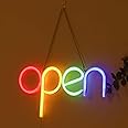 Led Open Sign for Business with Rope, Store Business Signs 13.8" x 7.3" Suitable for Hanging on a Shop Door or in a Window.