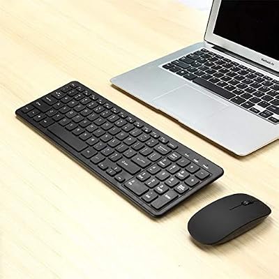 camellia MLD-568 Ensemble Clavier/Souris sans Fil Noir Ultra-Plat et Ultra-Plat pour PC de Bureau Loptop Classic Office Set (Noir)
