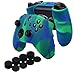 Produktbild YoRHa Silikon Hülle Abdeckungs Haut Kasten für Microsoft Xbox One X & Xbox One S-Controller x 1 (Blau Grün) Mit Pro aufsätze thumb grips x 8