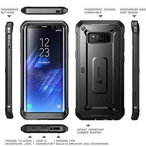 Supcase Unicorn Beetle - Funda para Samsung Galaxy S8   2017   completamente resistente sin protector de pantalla integrado  color negro