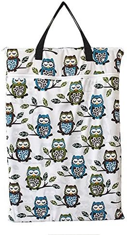 Large Hanging Wet/dry Cloth Diaper Pail Bag for Reusable Diapers or Laundry (Owl&tree)