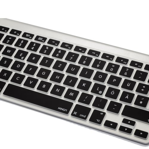 MiNGFi Deutsche Tastatur Silikon Schutz Abdeckung QWERTZ für MacBook Pro 13, 15, 17 Air 13 Zoll EU Keyboard Layout Silicone Cover – Schwarz - 3